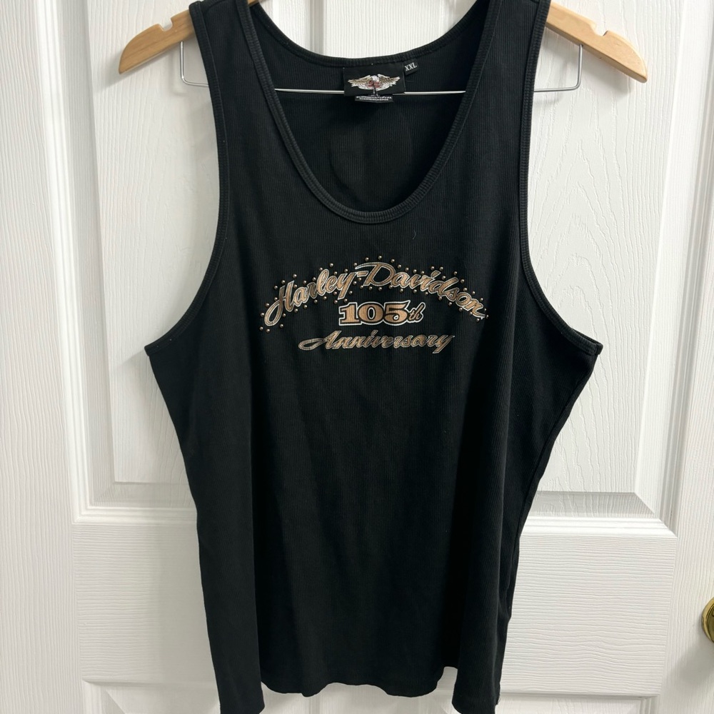 Harley Davidson Y2K Tank Top Women’s XXL Black Studded Biker